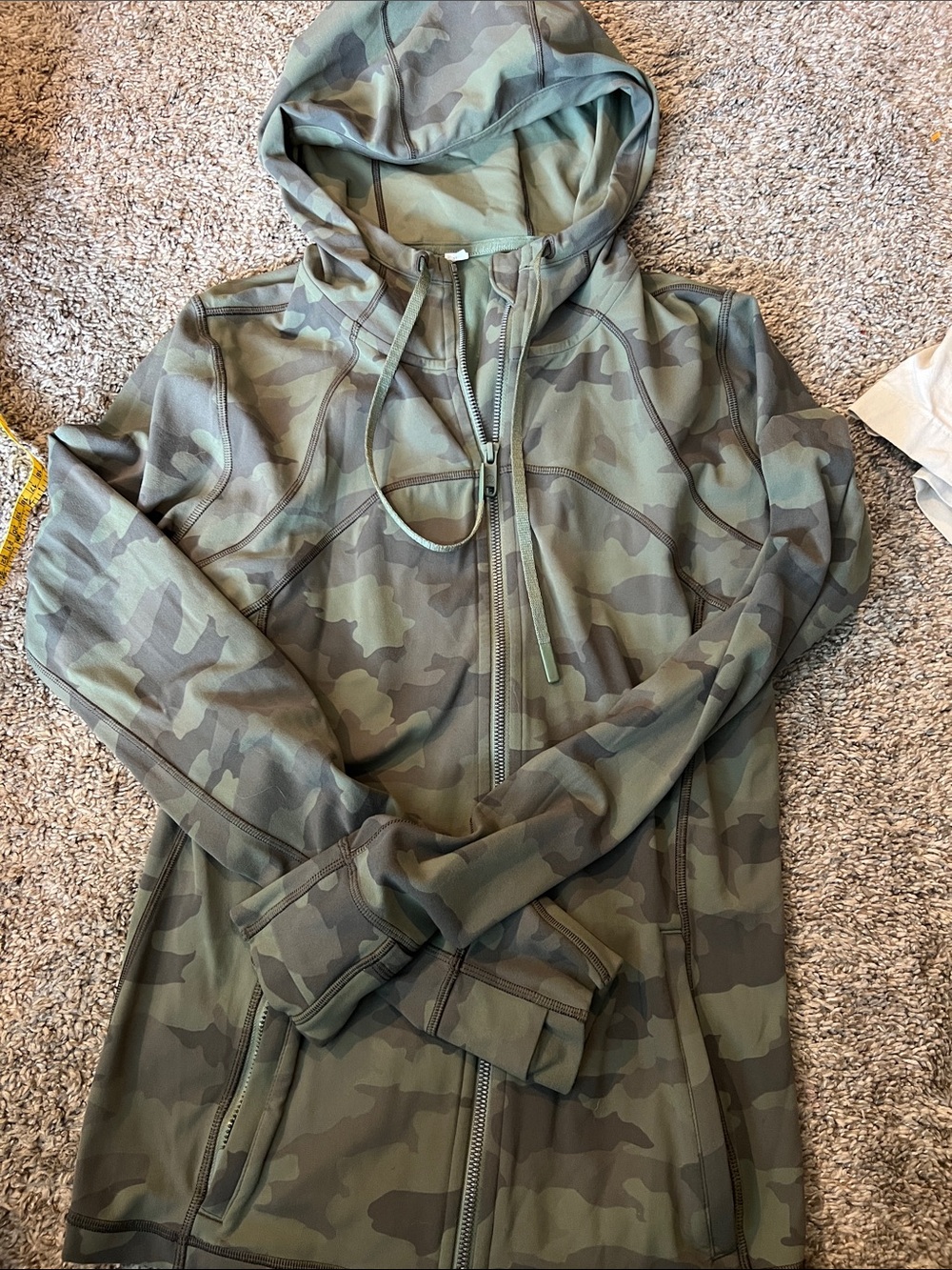 Lululemon Hooded Define Jacket Nulu Heritage 365 Camo Green Twill Multi Size 12